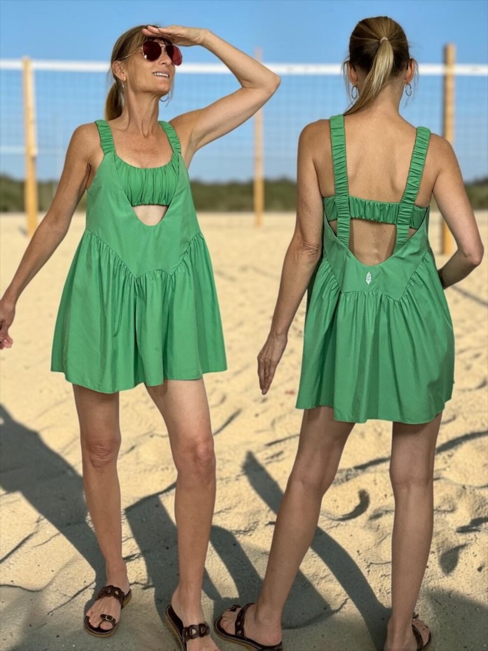 Free People FP Movement One Two Punch Dress ONLY XS Green Mini Tennis Prep